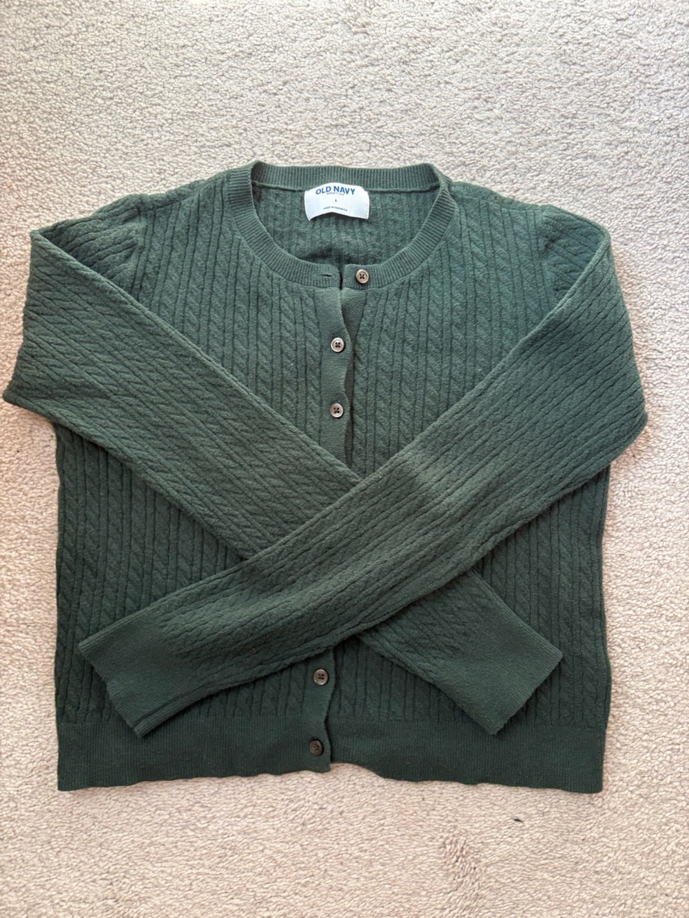 Old Navy Green Cable-Knit Cardigan